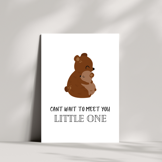 Cant wait to meet you little one card, new baby card, bear cuddle