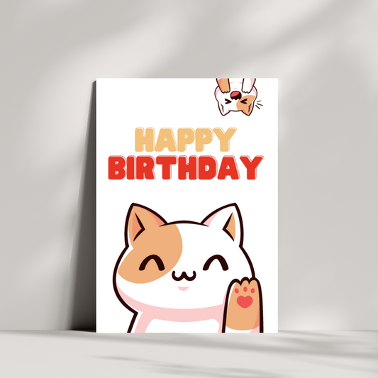Lucky cat birthday card