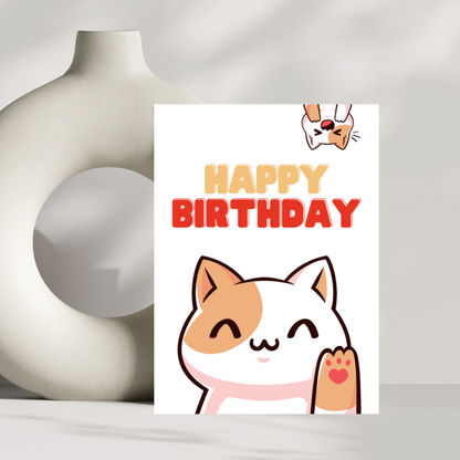 Lucky cat birthday card