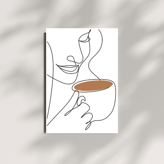 lady with a cuppa line art print