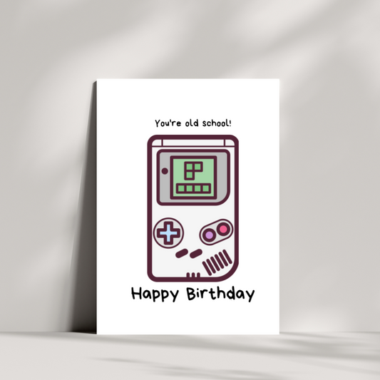 You're old school! happy birthday - gamer birthday card