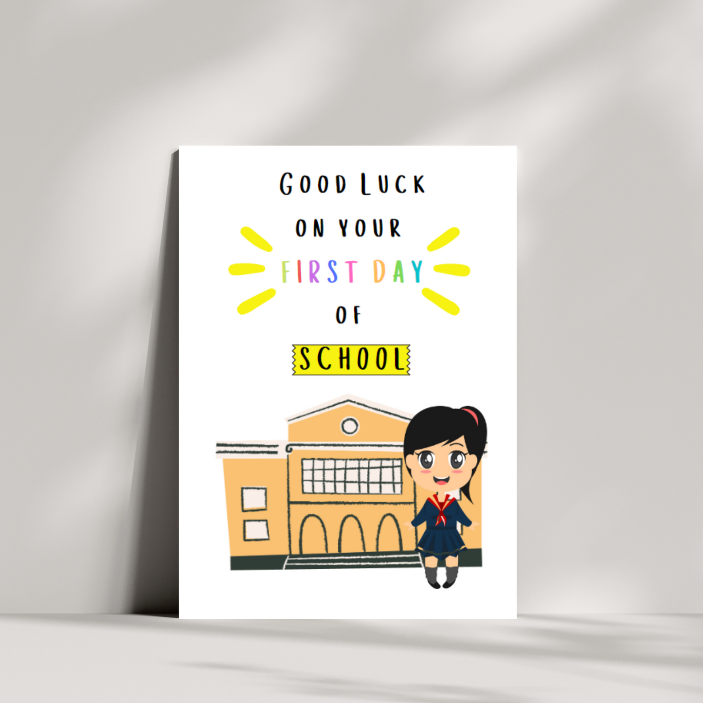 Good luck on your first day of school - good luck card