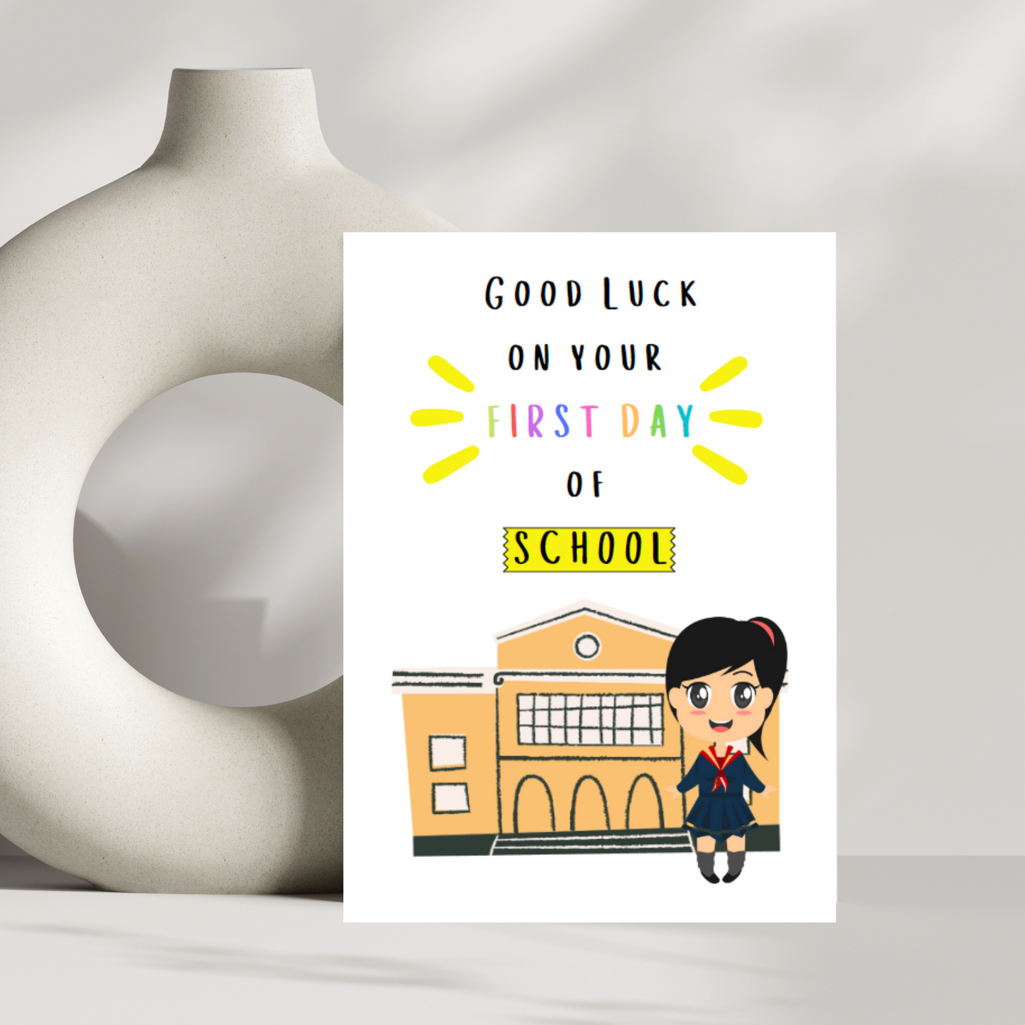 Good luck on your first day of school - good luck card