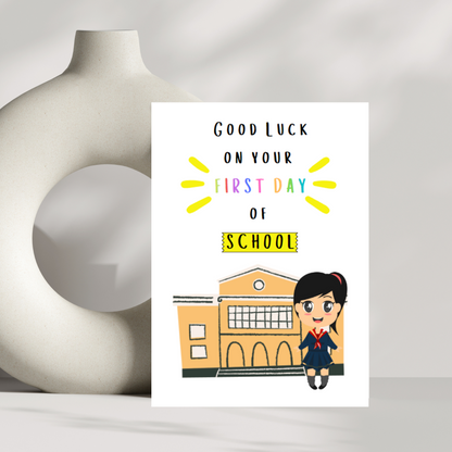 Good luck on your first day of school - good luck card