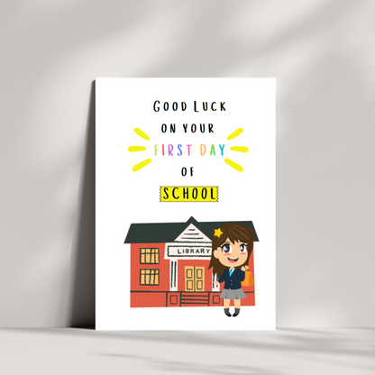 Good luck on your first day of school - good luck card