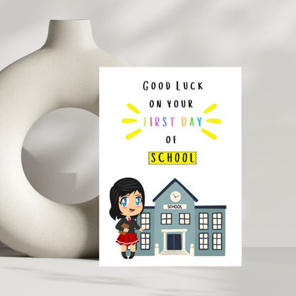 Good luck on your first day of school - good luck card