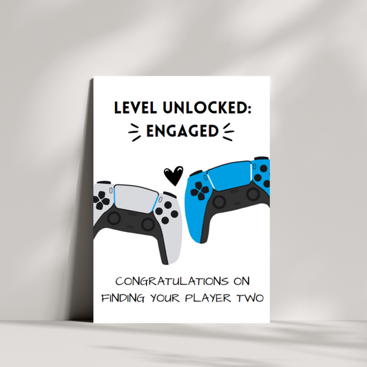 level unlocked: engaged! congratulations on finding your player two engagement card