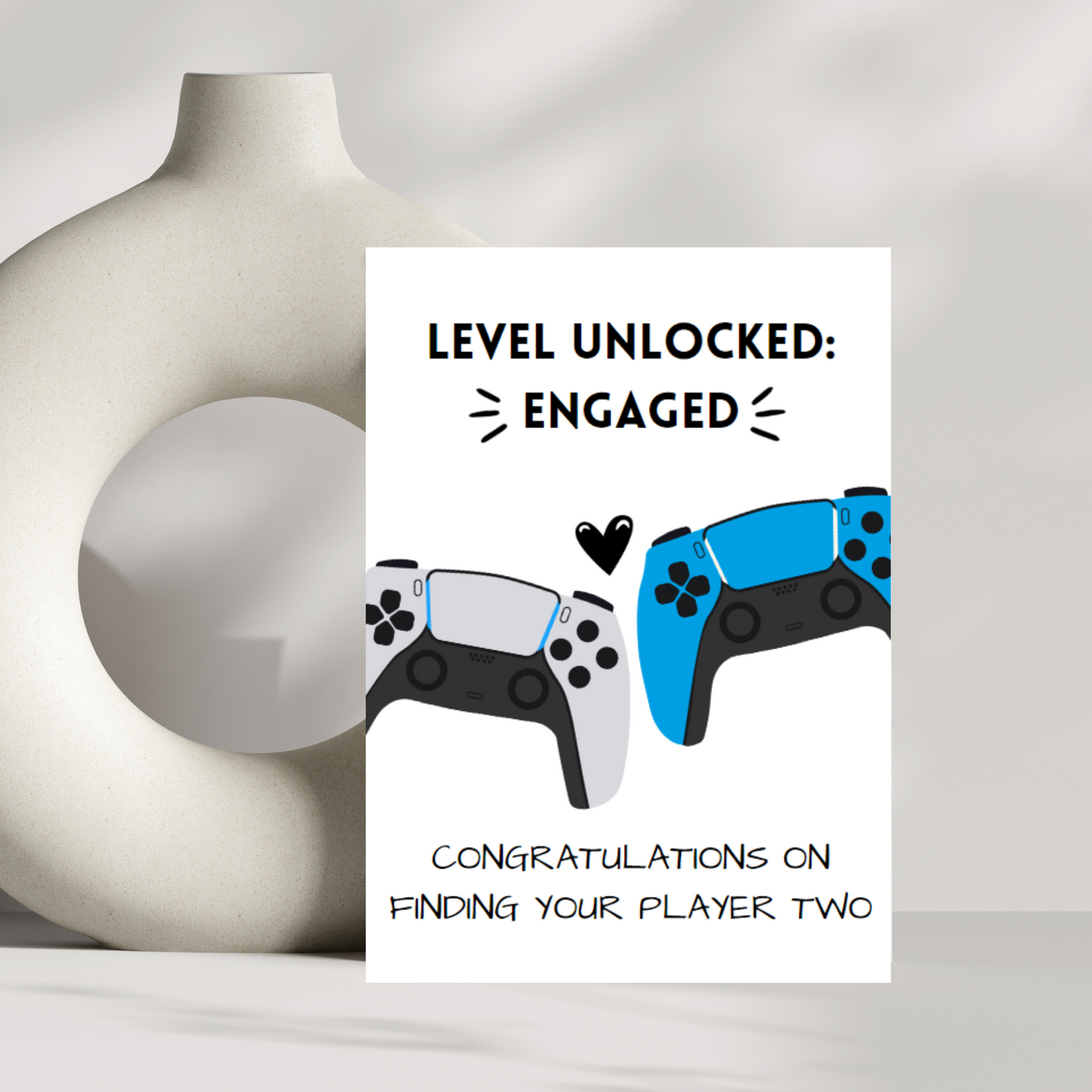 level unlocked: engaged! congratulations on finding your player two engagement card