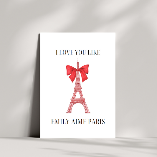 I love you like Emily aime Paris valentines day card