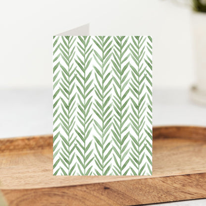 Green Leaf Pattern Greeting Card