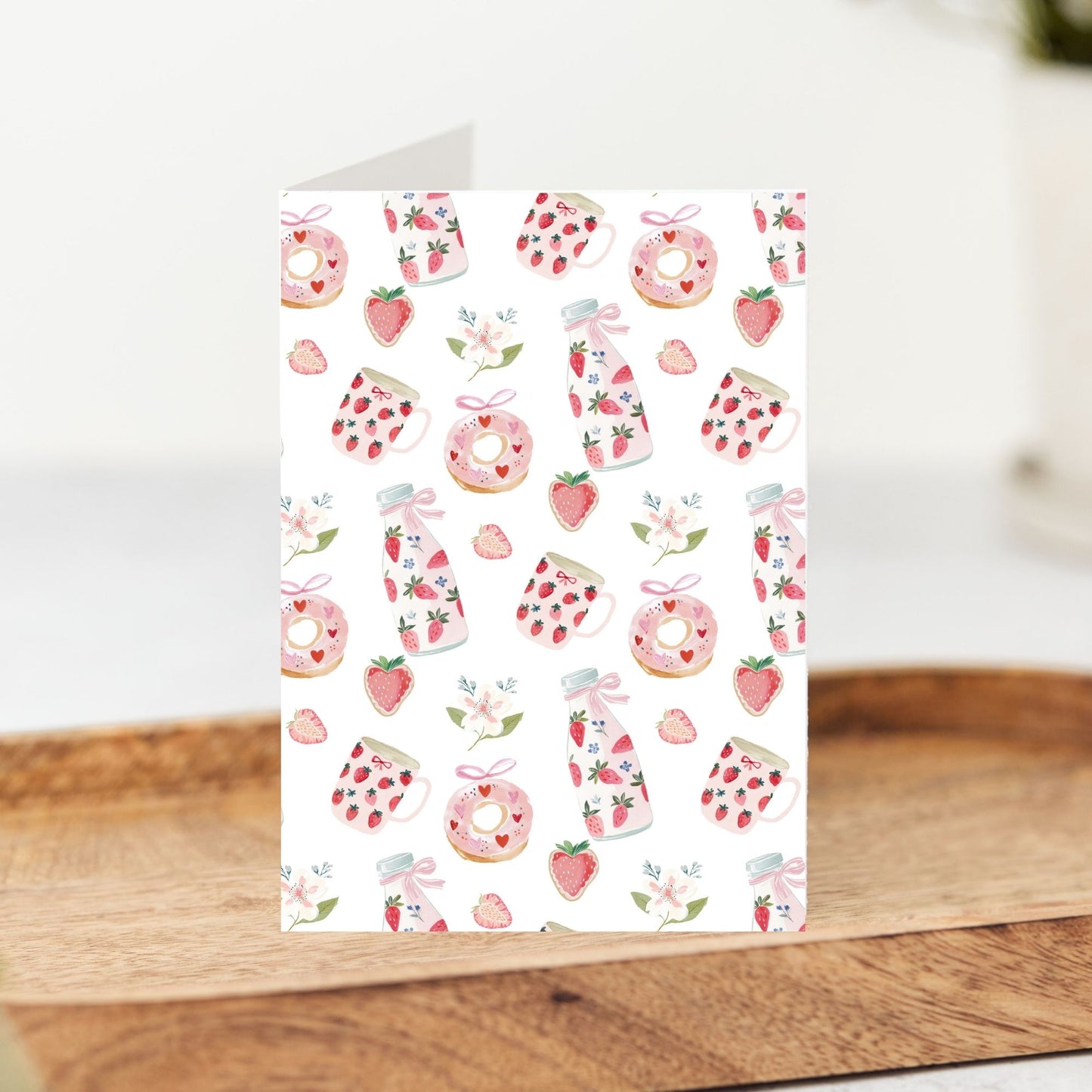 Strawberry Picnic Pattern Greeting Card