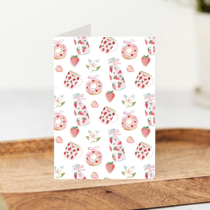 Strawberry Picnic Pattern Greeting Card
