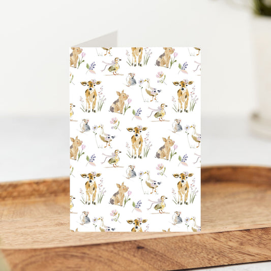 Farm Animal Pattern Greeting Card