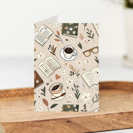 Cosy Coffee & Books Greeting Card