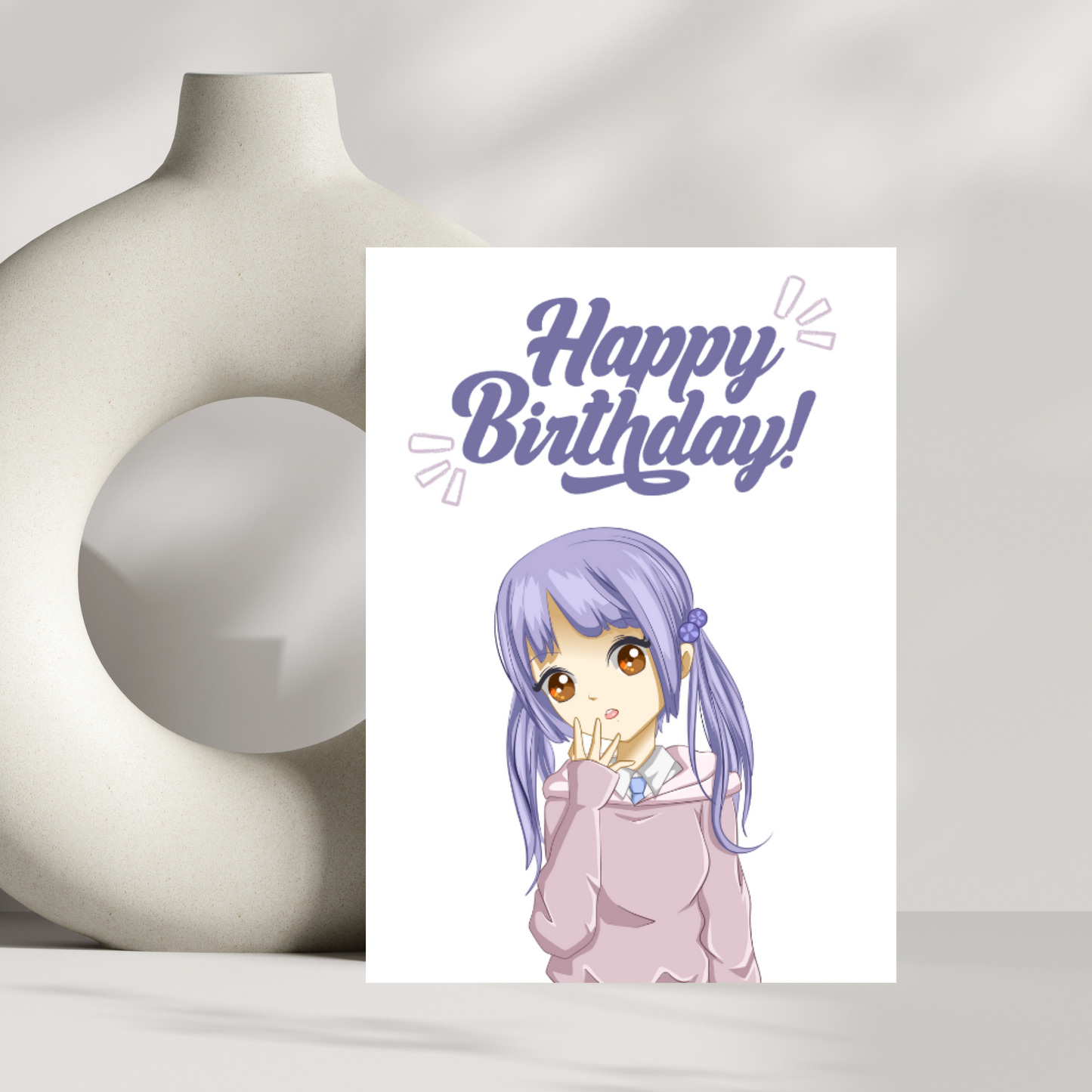 Anime girl Birthday card