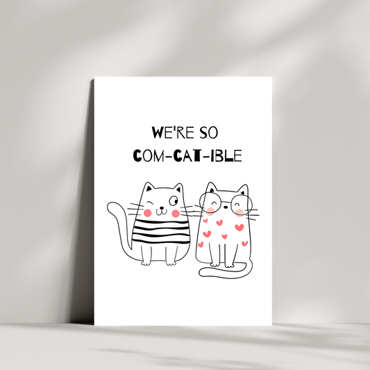 we're so com-cat-able - greeting card