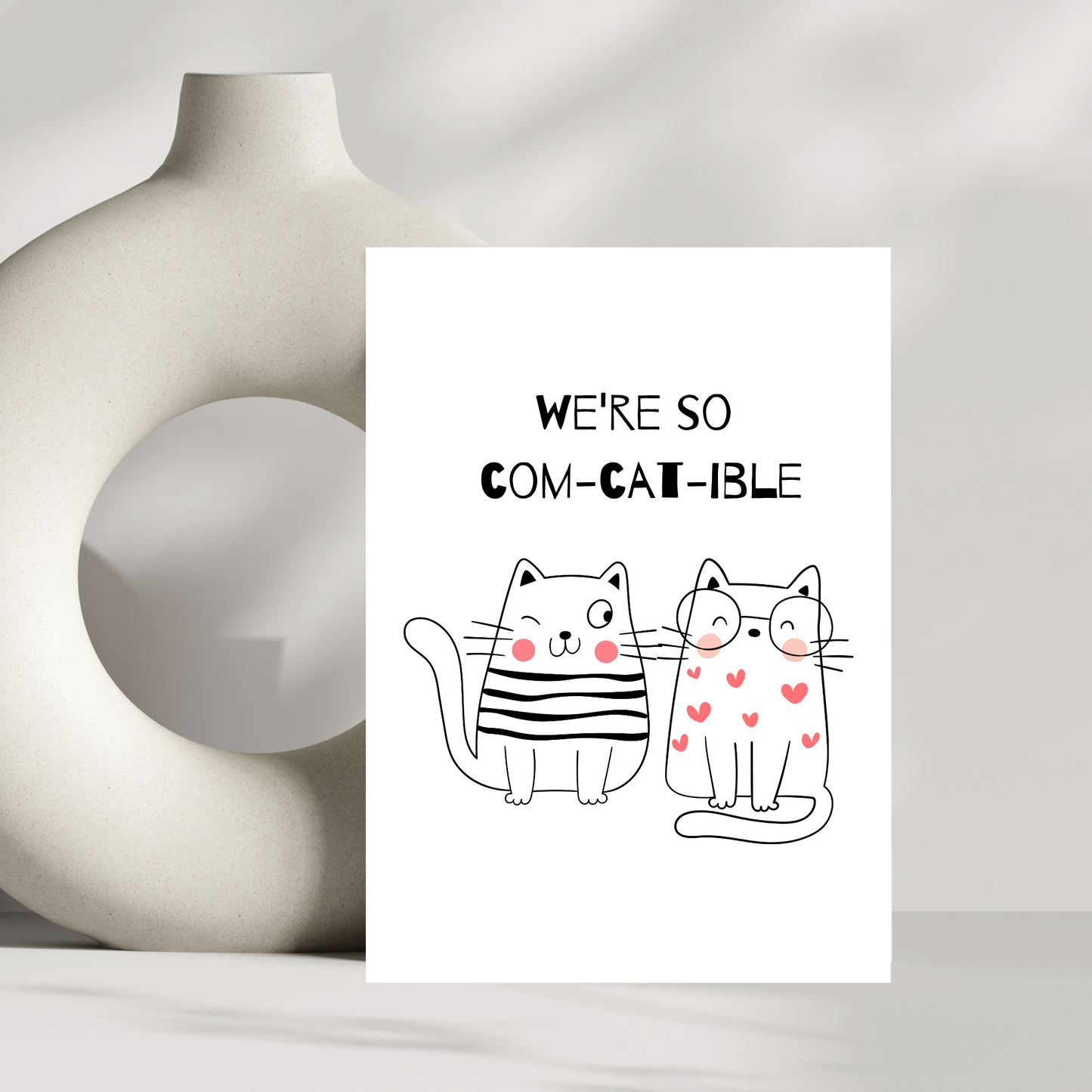 we're so com-cat-able - greeting card