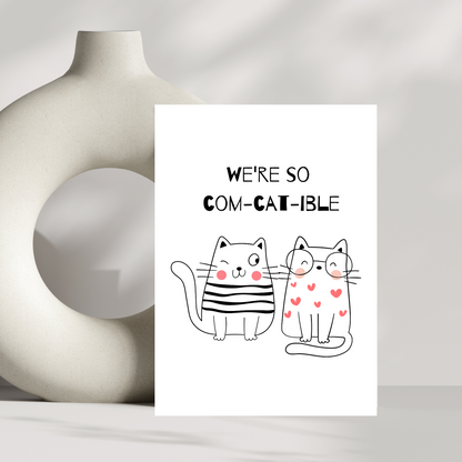 we're so com-cat-able - greeting card