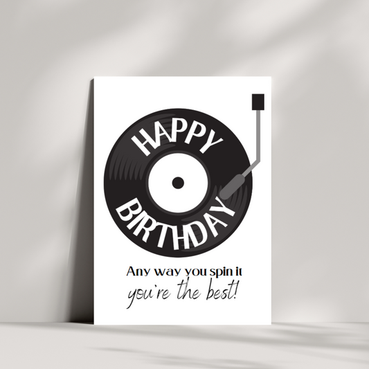 Any way you spin it you're the best! retro birthday card