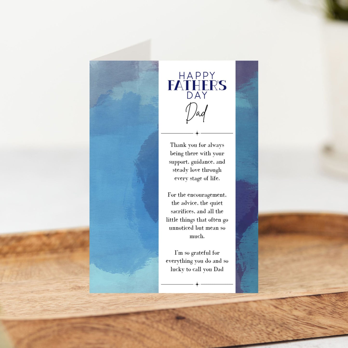 Blue Watercolour Happy Father’s Day Dad Card | Thoughtful Dad Card