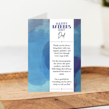 Blue Watercolour Happy Father’s Day Dad Card | Thoughtful Dad Card