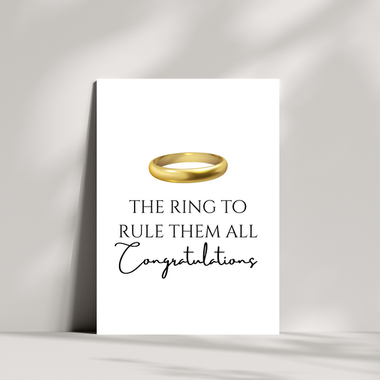 The ring to rule them all wedding day card, Engagement card, Congratulations