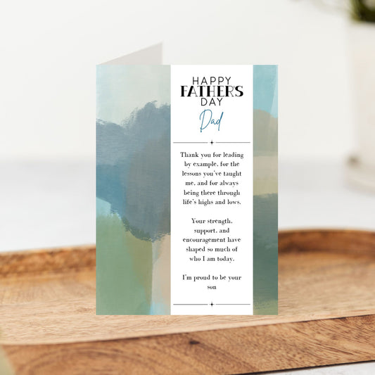 Happy Father’s Day Dad Card From Son | Modern Watercolour Card