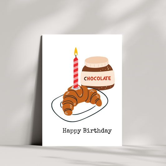 croissant and chocolate spread birthday card