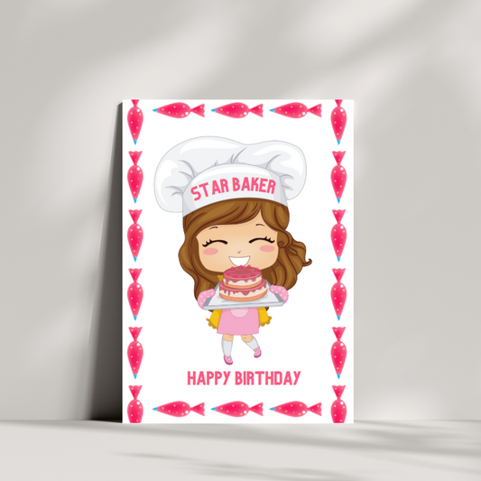 Star baker birthday card - Baker greetings card