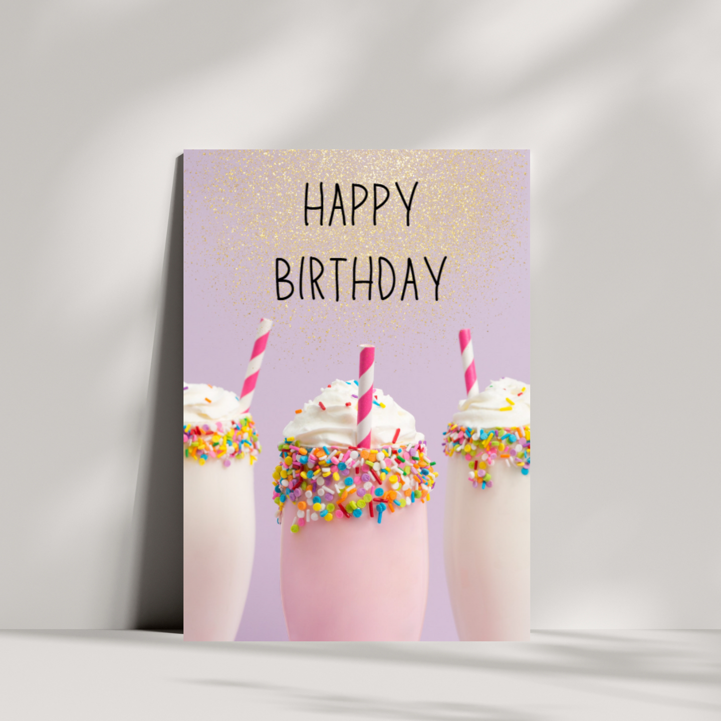 Milkshake or three birthday card