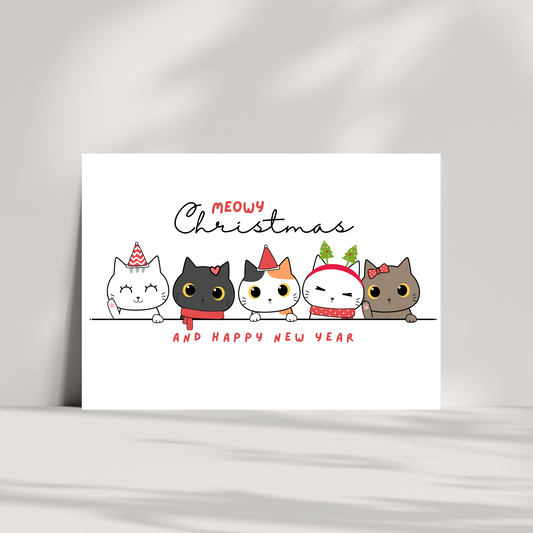 Meowy Christmas and a happy new year Christmas card