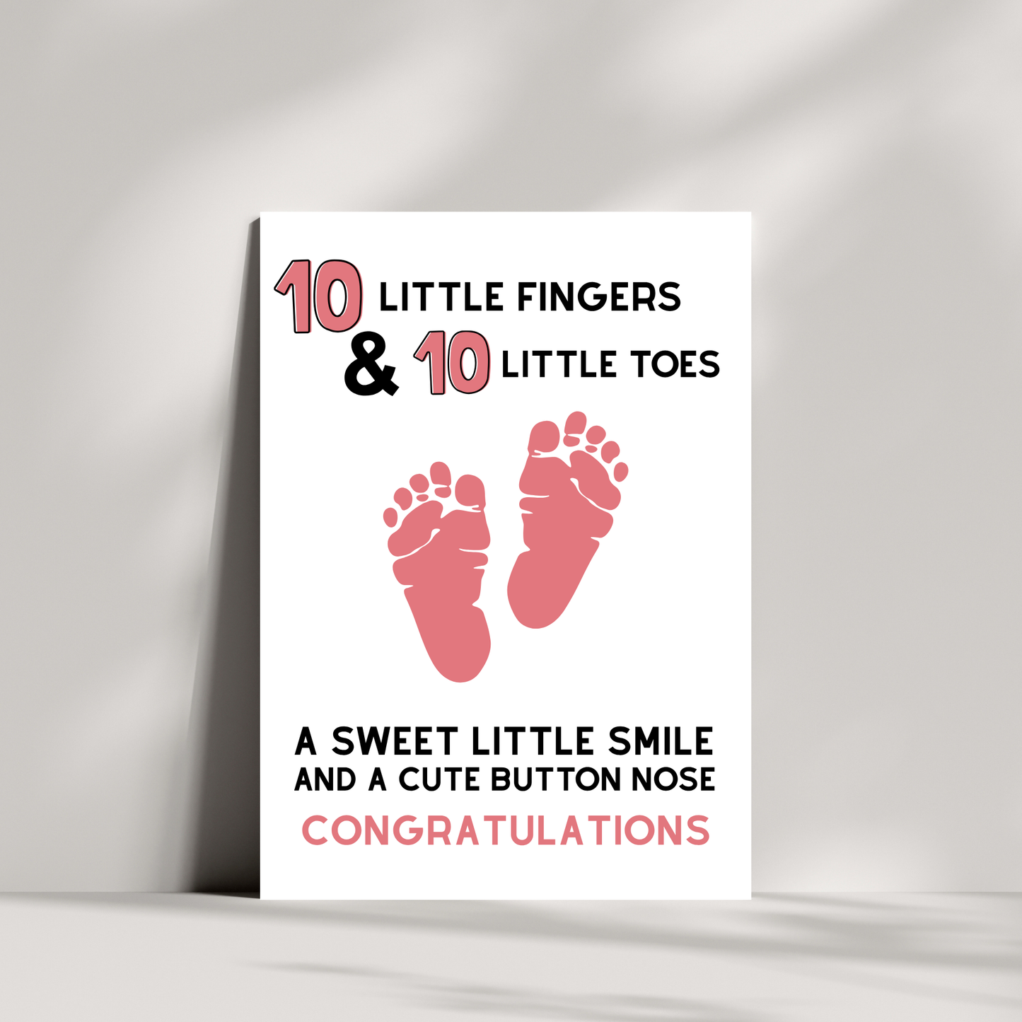 Newborn Baby Card – 10 Little Fingers & 10 Little Toes Congratulations