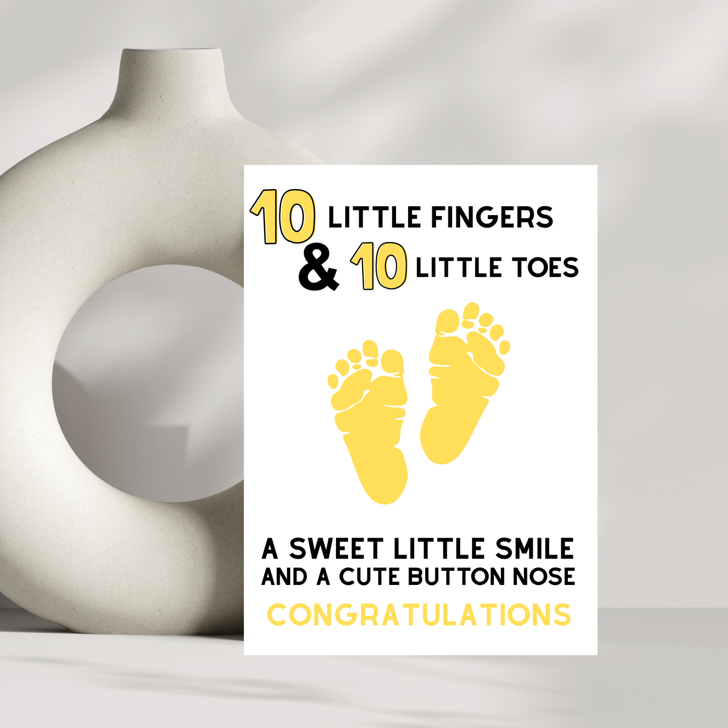 Newborn Baby Card – 10 Little Fingers & 10 Little Toes Congratulations
