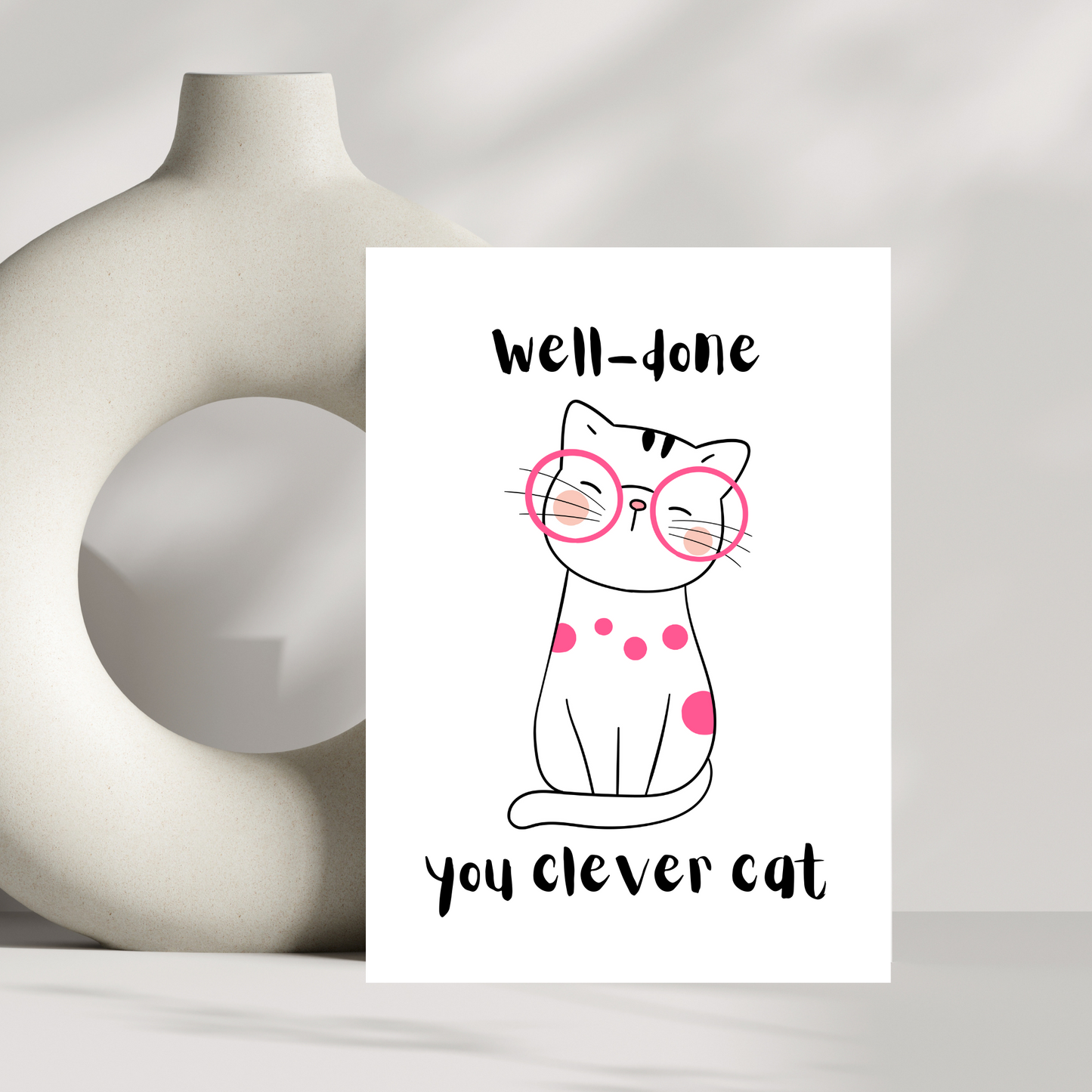 Well Done you clever cat card congratulations card