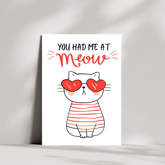 You had me at MEOW Valentines day card