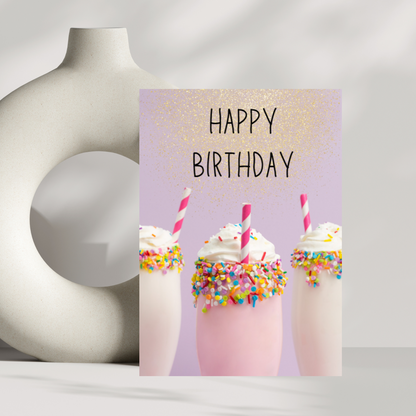 Milkshake or three birthday card