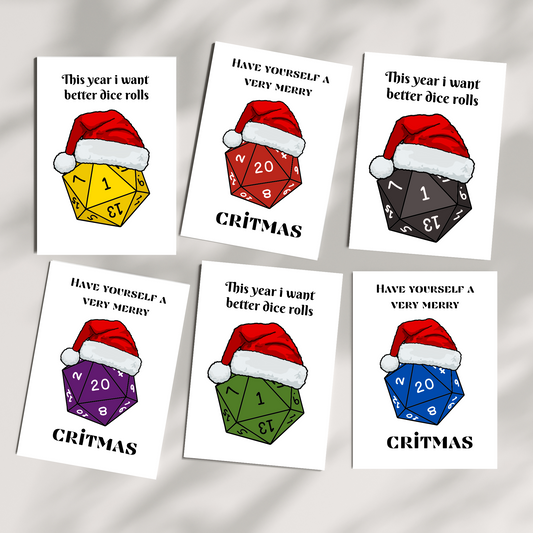 This year I want better dice rolls Christmas card set