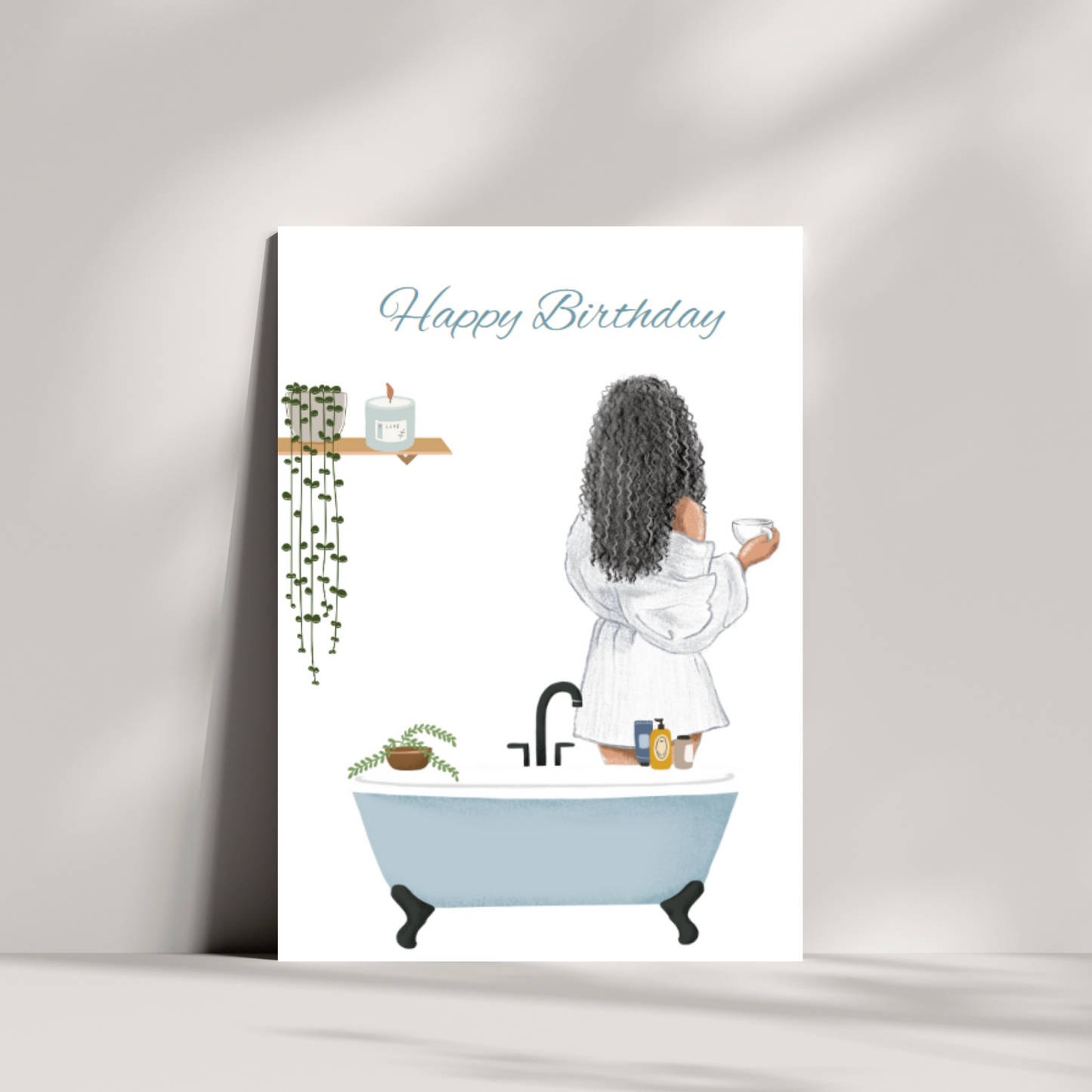 Relaxing bath birthday card