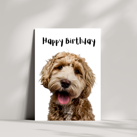 Goldendoodle dog birthday card