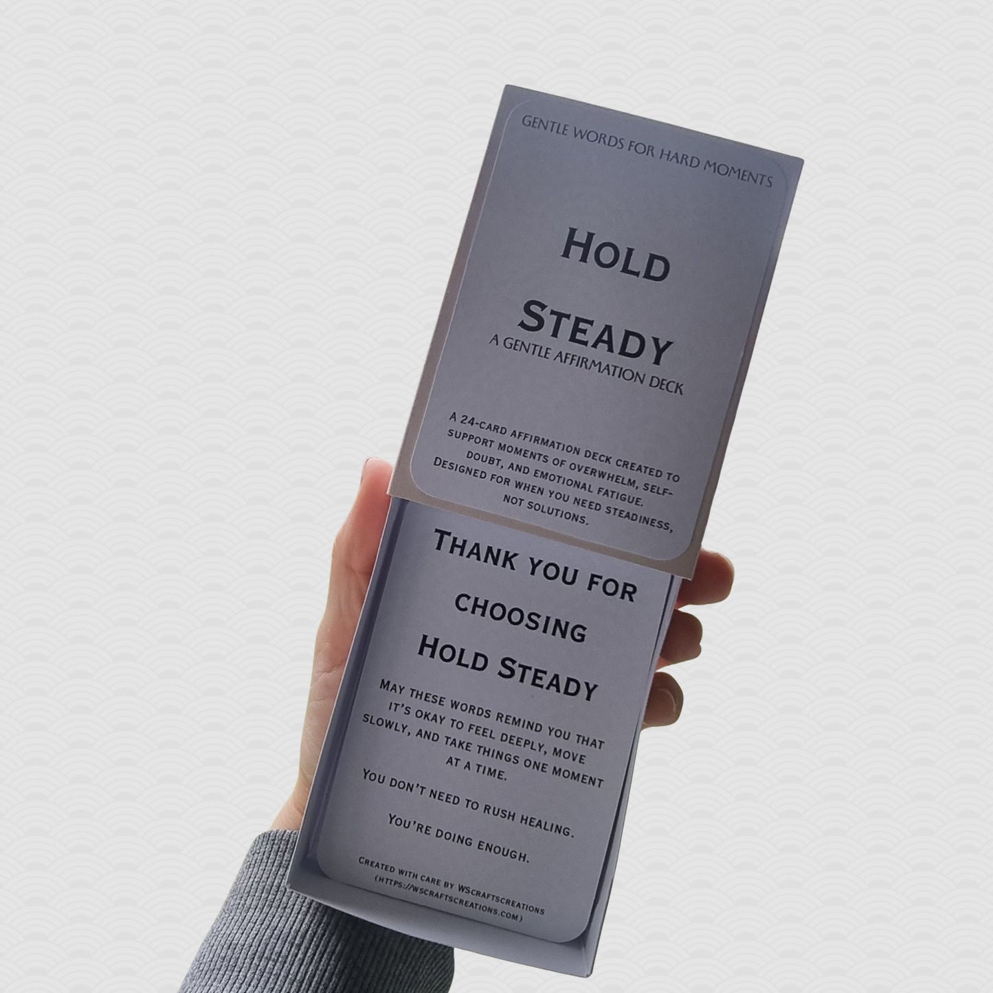 Hold Steady Affirmation Deck | Grounding Self Care Cards | Anxiety & Calm Support | Minimal Daily Affirmations