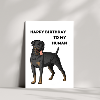 Happy birthday to my human - Rottweiler dog birthday card