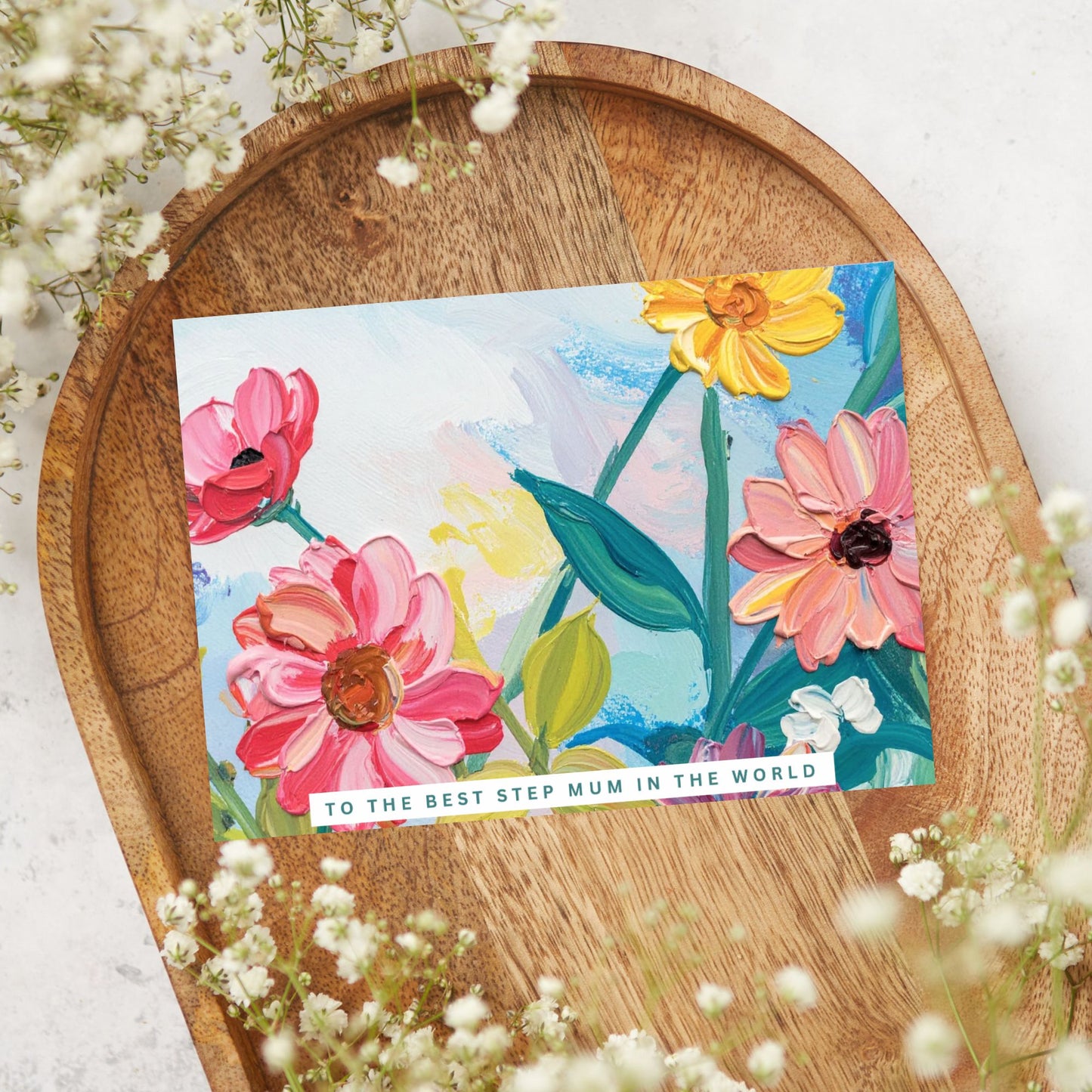Step Mum Floral Card, Mother's Day A5 Greeting Card