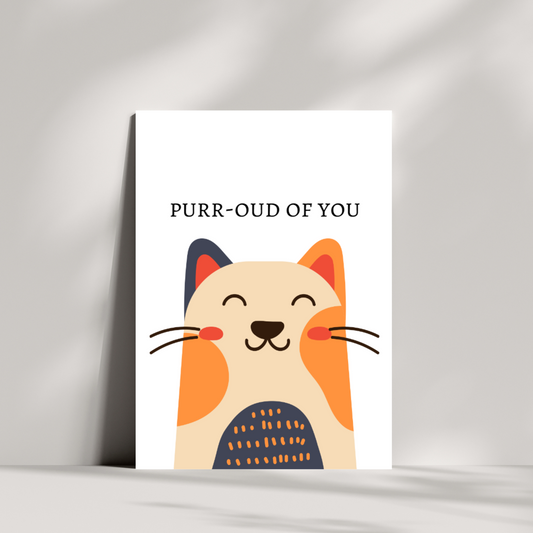 Purr-oud of you well done card