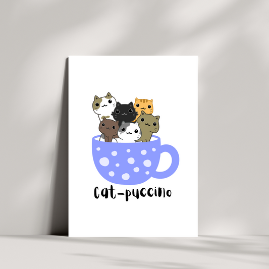 Cat-puccino coffee mug greeting card