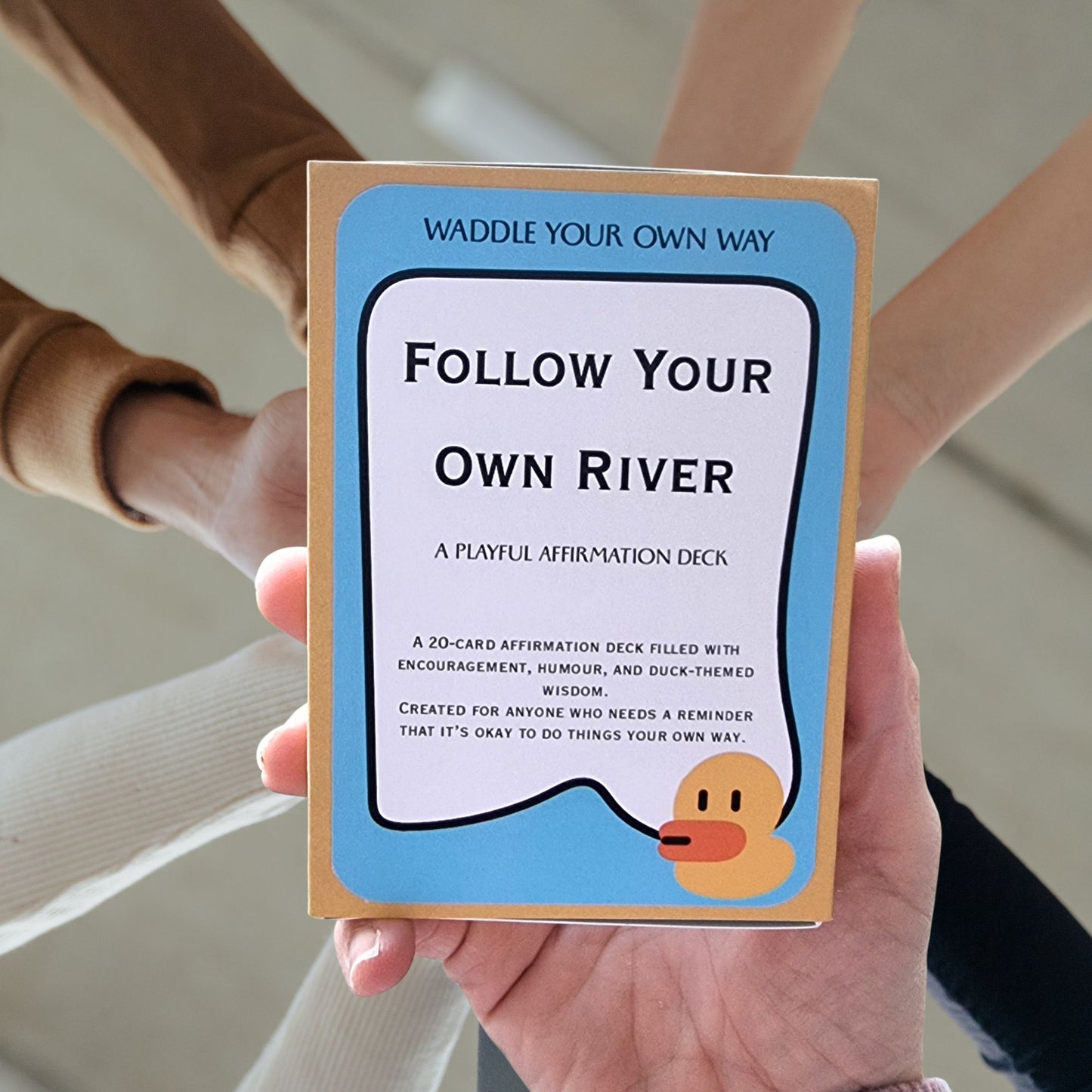 Follow Your Own River Affirmation Deck | Funny Encouragement Cards | Duck-Themed Gift | Playful Self Confidence Deck
