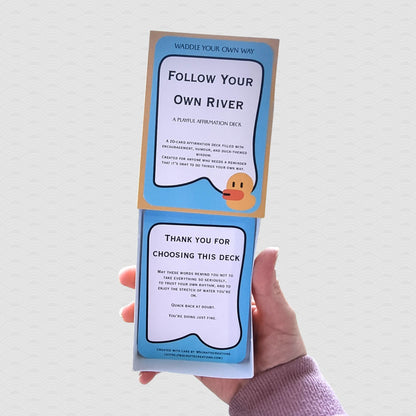 Follow Your Own River Affirmation Deck | Funny Encouragement Cards | Duck-Themed Gift | Playful Self Confidence Deck