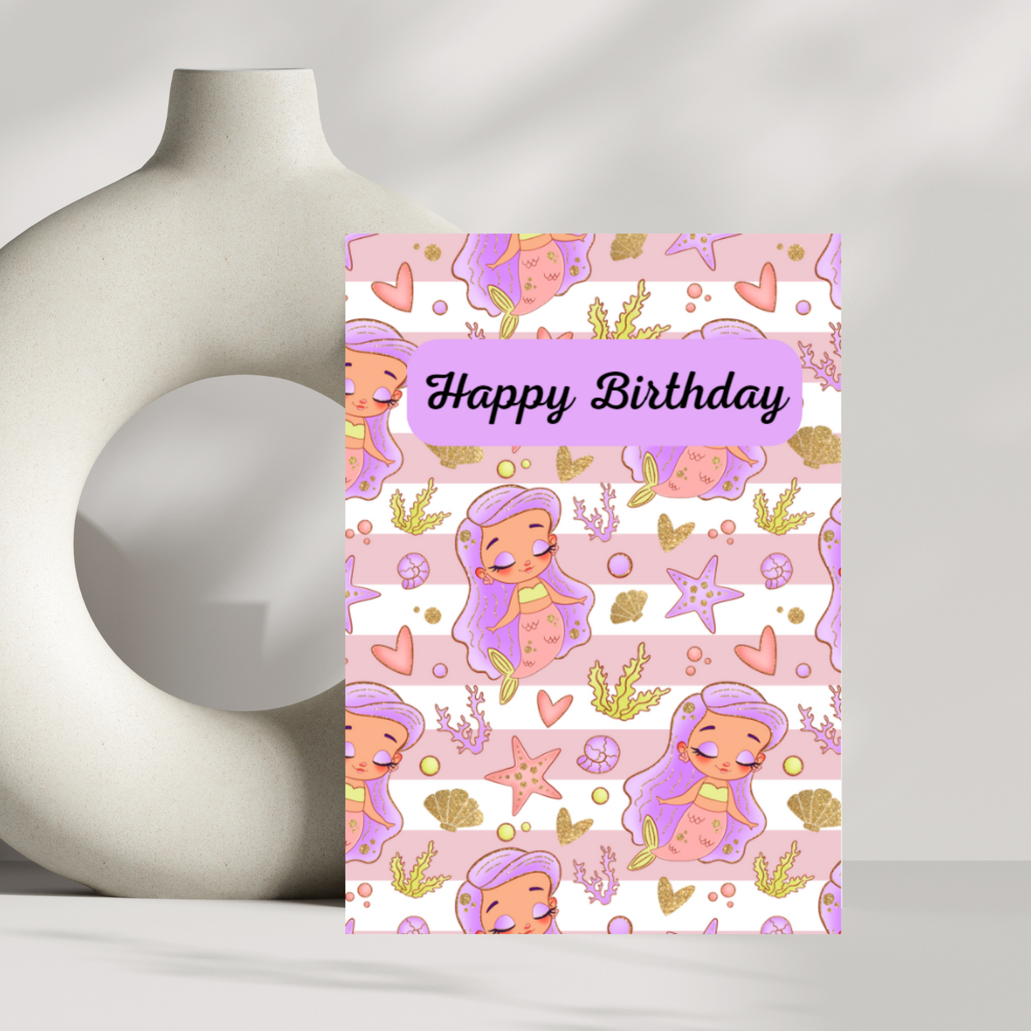 Mermaid stripe birthday card