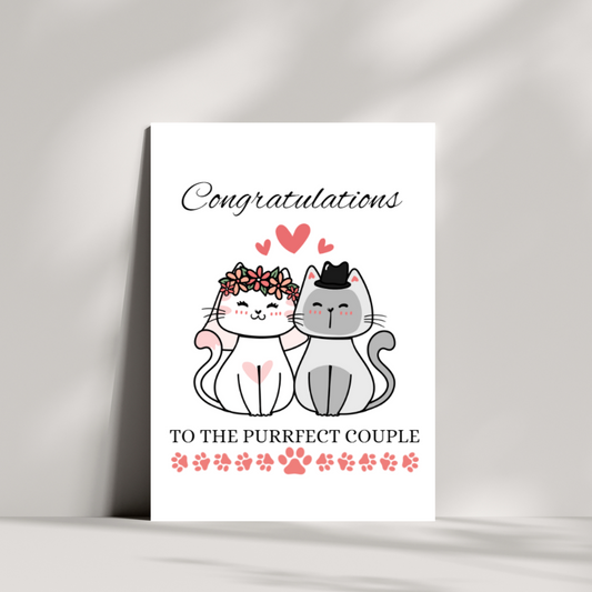 Congratulations to the purrfect couple - Mr. and Mrs. Whiskers wedding day card
